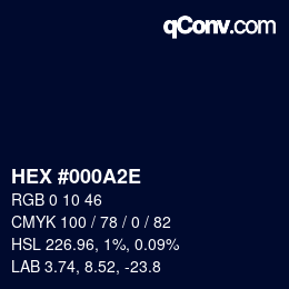 Color code: HEX #000A2E | qconv.com