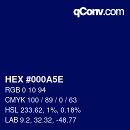 カラーコード: HEX #000A5E | qconv.com
