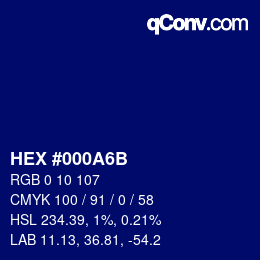 Color code: HEX #000A6B | qconv.com