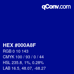 カラーコード: HEX #000A8F | qconv.com