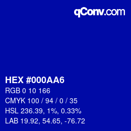 Color code: HEX #000AA6 | qconv.com