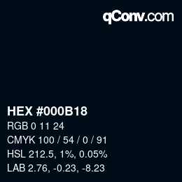 Farbcode: HEX #000B18 | qconv.com