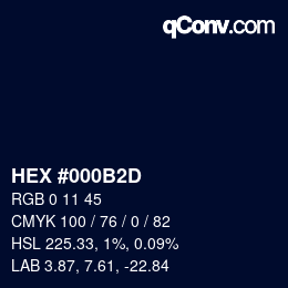 颜色代码: HEX #000B2D | qconv.com
