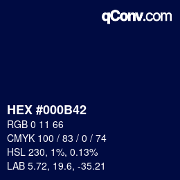 Farbcode: HEX #000B42 | qconv.com
