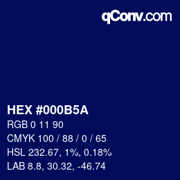 カラーコード: HEX #000B5A | qconv.com