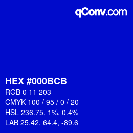 Color code: HEX #000BCB | qconv.com