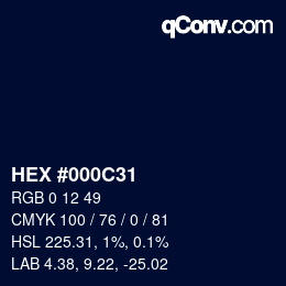 カラーコード: HEX #000C31 | qconv.com