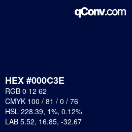 Farbcode: HEX #000C3E | qconv.com
