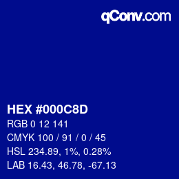 Color code: HEX #000C8D | qconv.com