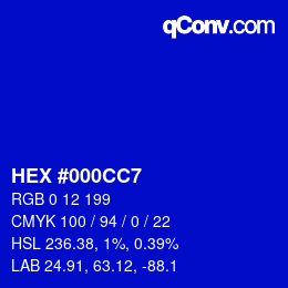 Color code: HEX #000CC7 | qconv.com