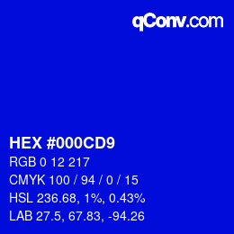 颜色代码: HEX #000CD9 | qconv.com