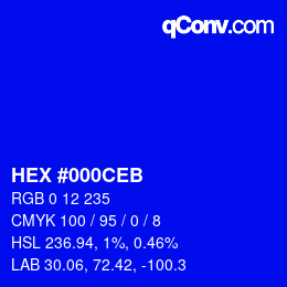 Farbcode: HEX #000CEB | qconv.com