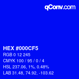 Código de color: HEX #000CF5 | qconv.com