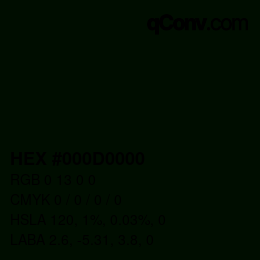 Color code: HEX #000D0000 | qconv.com
