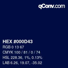 颜色代码: HEX #000D43 | qconv.com