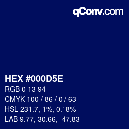カラーコード: HEX #000D5E | qconv.com