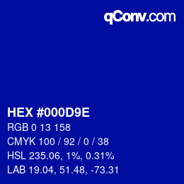 Color code: HEX #000D9E | qconv.com