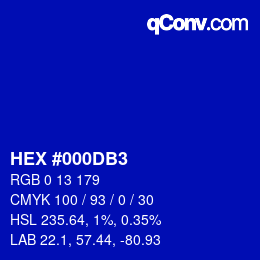 カラーコード: HEX #000DB3 | qconv.com