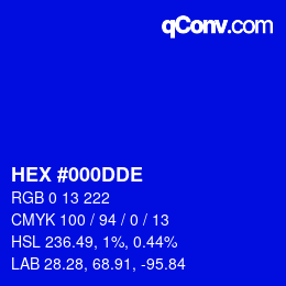 Color code: HEX #000DDE | qconv.com