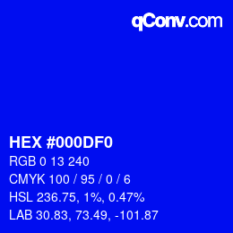 Color code: HEX #000DF0 | qconv.com