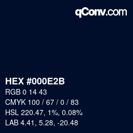 颜色代码: HEX #000E2B | qconv.com