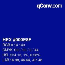 Color code: HEX #000E8F | qconv.com