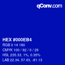 Color code: HEX #000EB4 | qconv.com