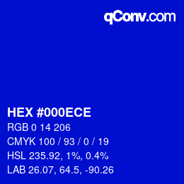 Color code: HEX #000ECE | qconv.com