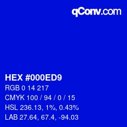 颜色代码: HEX #000ED9 | qconv.com