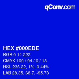 Color code: HEX #000EDE | qconv.com