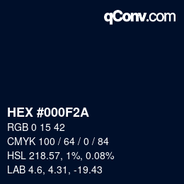 颜色代码: HEX #000F2A | qconv.com