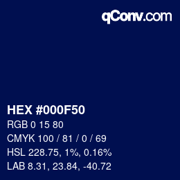 颜色代码: HEX #000F50 | qconv.com