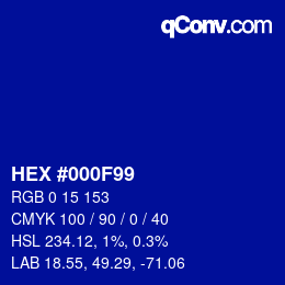 Color code: HEX #000F99 | qconv.com