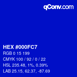Color code: HEX #000FC7 | qconv.com