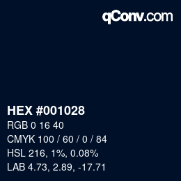 颜色代码: HEX #001028 | qconv.com
