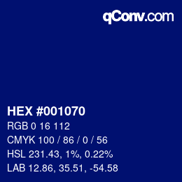 Color code: HEX #001070 | qconv.com