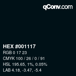 Color code: HEX #001117 | qconv.com