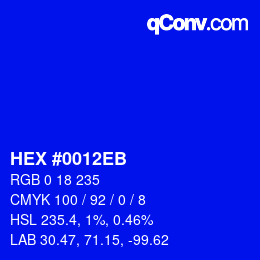 Color code: HEX #0012EB | qconv.com