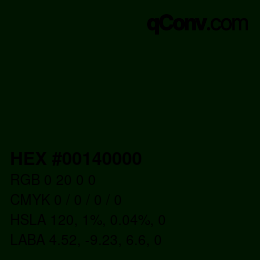 Farbcode: HEX #00140000 | qconv.com