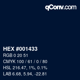 Color code: HEX #001433 | qconv.com