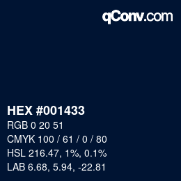 Color code: HEX #001433 | qconv.com