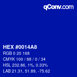 Color code: HEX #0014A8 | qconv.com