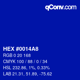 カラーコード: HEX #0014A8 | qconv.com