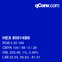 カラーコード: HEX #0014B8 | qconv.com