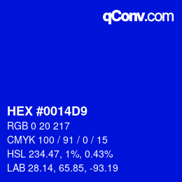 Color code: HEX #0014D9 | qconv.com
