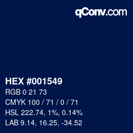 Color code: HEX #001549 | qconv.com