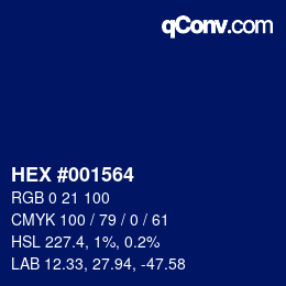 カラーコード: HEX #001564 | qconv.com