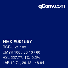 Color code: HEX #001567 | qconv.com