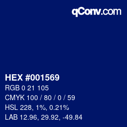 カラーコード: HEX #001569 | qconv.com