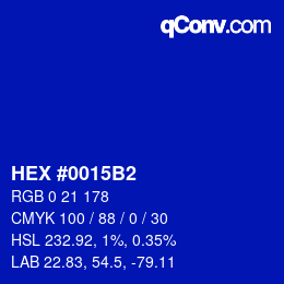 Color code: HEX #0015B2 | qconv.com